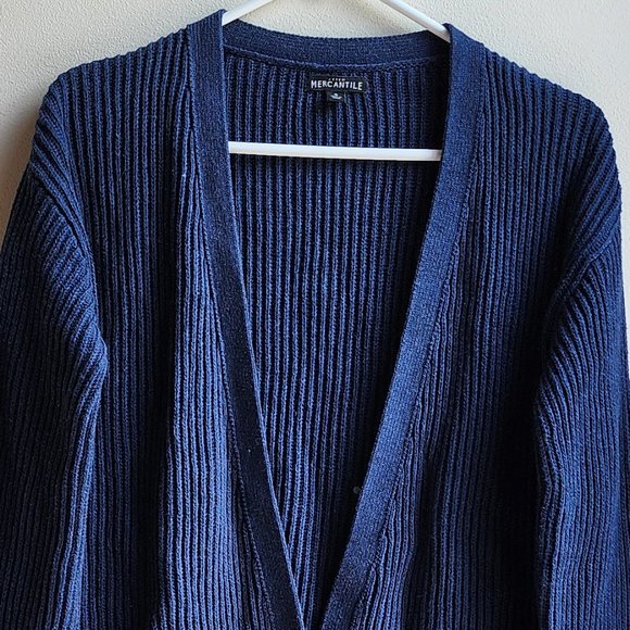 J. Crew Mercantile Navy Ribbed Open Cardigan Size Small - Picture 6 of 16